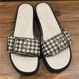 NIB Dr. Scholl's Rock on Max (Black and White Gingham Sandals) size 7